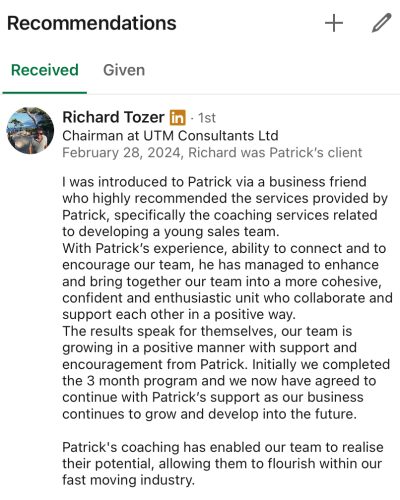 Testimonial by Richard Tozer for The Gen Z Coach